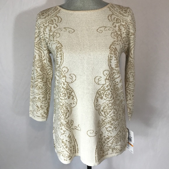 NEW Ruby Rd Paisley sweater metallic petite small - Picture 2 of 5